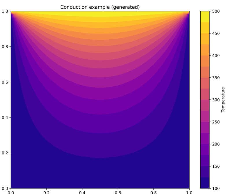 The temperature distribution as generated by the code